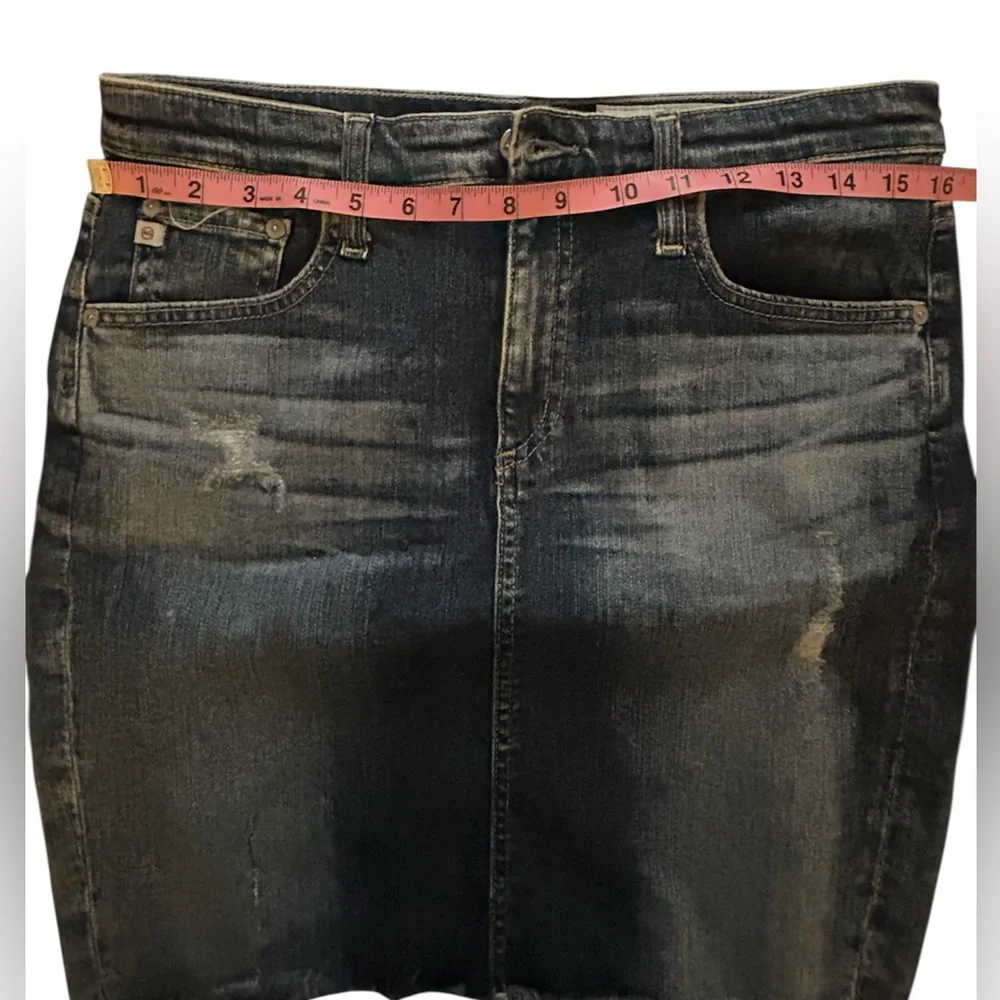 AG Adriano Goldschmied The Erin Denim Pencil Skirt Distressed Blue‎ Size 30